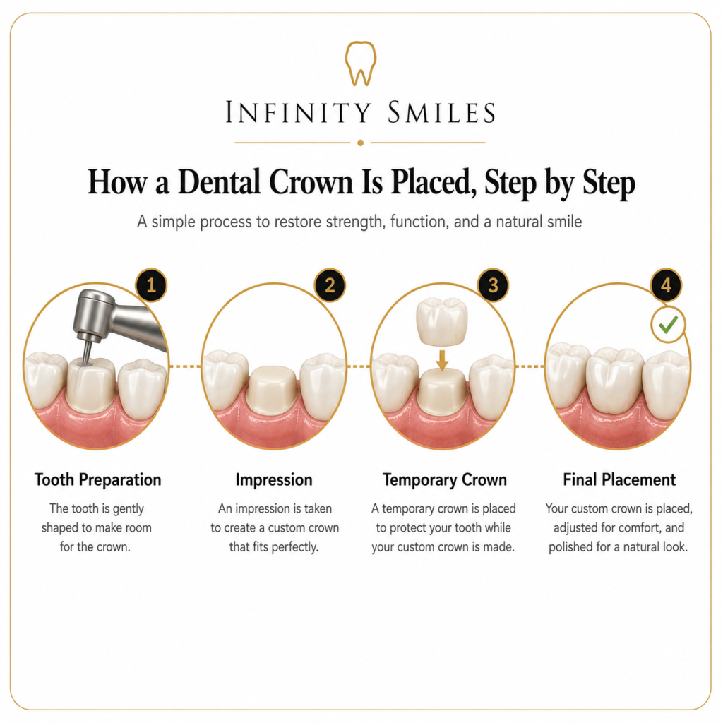 Steps of the dental crown procedure